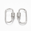 Brass Micro Pave Clear Cubic Zirconia Screw Carabiner Lock Charms ZIRC-T010-10P-1