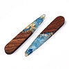 Transparent Resin & Walnut Wood Pendants X-RESI-N039-69H-2