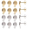40Pcs 2 Color 201 Stainless Steel Oval Stud Earring Findings STAS-SC0005-29-1