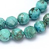 Faceted Round Natural Howlite Beads Strands X-TURQ-C003-8mm-12-2