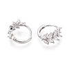 Brass Micro Pave Cubic Zirconia Leaf Hoop Earrings EJEW-T048-41B-P-2