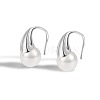 Teardrop Rhodium Plated 925 Sterling Silver Shell Pearl Dangle Earrings for Women EJEW-Q804-05P-1
