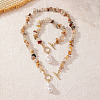 Alloy & Natural Gemstone Chips Beaded Necklaces & Beaded Bracelets Sets FS-WGA97E1-01-1