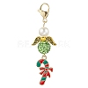 Candy Cane/Gift Box/Santa Claus Christmas Alloy Enamel Pendant Decoration HJEW-JM02363-4