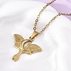 Moon Moth 304 Stainless Steel Pendant Necklaces NJEW-M096-22G-1