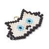 Handmade Glass Seed Beaded Cat Head Shape Pendants PALLOY-MZ00933-05-3