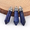 Dyed Bullet Natural Lapis Lazuli Pointed Pendants X-G-E332-C04-1