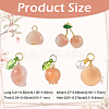 1Pc Natural Agate Pomegranate/Fu Melon Charms with Leaf G-YW0002-67-3