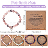 FIBLOOM 4Pcs 4 Styles Natural Mixed Gemstone Round Beaded Stretch Bracelets Set with Alloy Heart Charms BJEW-AN0001-72-7