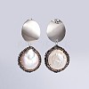 Shell Pearl Dangle Stud Earrings EJEW-JE03051-2