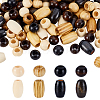 224Pcs 8 Styles Natural Wooden Beads WOOD-PH0003-41-1