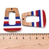 Independence Day Opaque Striped Resin & Walnut Wood Pendants RESI-U010-02O-3