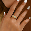 Fashionable Brass Clear Cubic Zirconia Teardrop Open Cuff Ring for Women QR4639-1-1