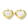 Ion Plating(IP) 304 Stainless Steel Pave Shell Heart Charms FIND-Z028-29G-1