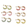 Brass Micro Pave Clear Cubic Zirconia Half Hoop Earrings EJEW-B004-02G-1