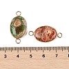 Brass Pave Natural Imperial Jasper Connector Charms KK-R214-06KCG-3