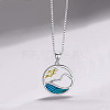 Valentine's Day Brass Enamel Sea and Mountain Pendant Necklaces for Women FS-WG0CA19-01-1
