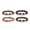 4Pcs Cross Pattern Wood Beads Stretch Bracelets Set for Women Men BJEW-JB08931-1