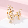 Brass Micro Pave Clear Cubic Zirconia Cuff Rings for Women RJEW-U047-25G-2