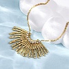 304 Stainless Steel Crystal Rhinestone Fan Pendant Necklaces for Women NJEW-U032-03G-3