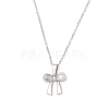 Brass Pave Clear Cubic Zirconia Bowknot Pendant 304 Stainless Steel Cable Chain Necklaces for Women NJEW-JN05357-2