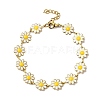 Enamel Flower Link Chain Bracelet BJEW-C023-03G-1