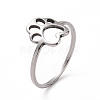 Non-Tarnish 201 Stainless Steel Paw Print Finger Ring RJEW-J051-25P-1