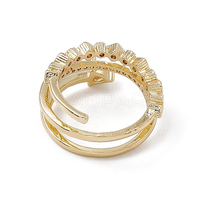 Clear Cubic Zirconia Arrow Open Cuff Ring RJEW-G276-09G-1