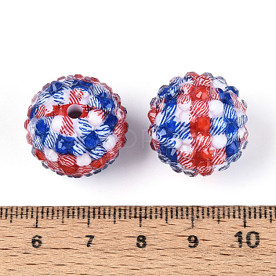 Independence Day Opaque Acrylic Round Beads OACR-T029-07C-1