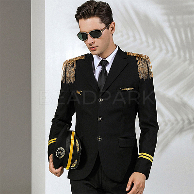 2Pcs Iron Chain Tassel Epaulettes FIND-HY0002-70-1