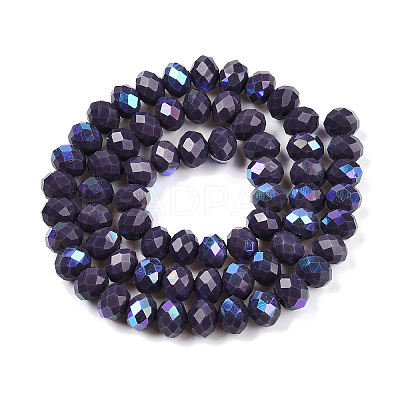 Electroplate Opaque Solid Color Glass Beads Strands EGLA-A044-P8mm-L11-1