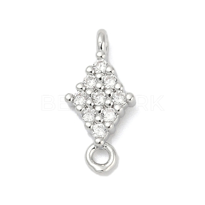 Brass Micro Pave Clear Cubic Zirconia Connector Charms KK-Z094-08P-03-1