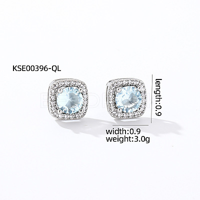 Elegant Zircon Square Stud Earrings for Women TY1635-10-1