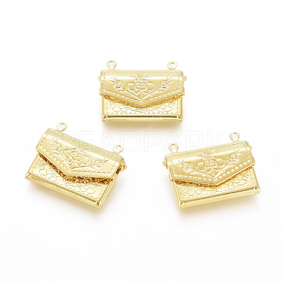 Brass Locket Pendants KK-G386-11G-1