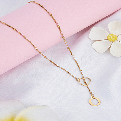 1Pc Letter & Heart Stainless Steel Lariat Necklaces for Women NJEW-LP0002-87G-O-1