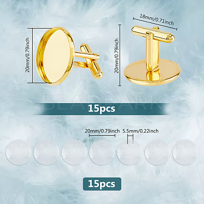 DIY Blank Dome Brass Cufflink Making Kits BUTT-DC0001-14-1