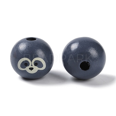 Animal Themes Printed Wood European Beads WOOD-M013-01G-1