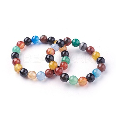 Natural Agate Beads Stretch Bracelets BJEW-F380-01-C13-1