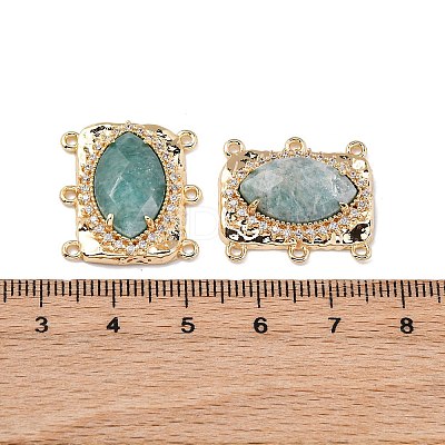 Brass Micro Pave Cubic Zirconia Multi-Strand Links with Mixed Natural Gemstone KK-Z096-02G-1