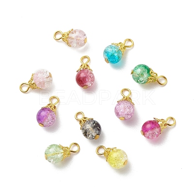 Crackle Glass Pendants PALLOY-JF01729-1