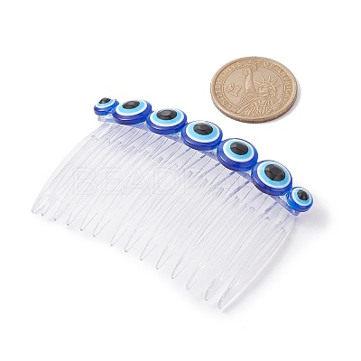 Resin Evil Eye Bead & Plastic Hair Combs PHAR-JH00093-02-1