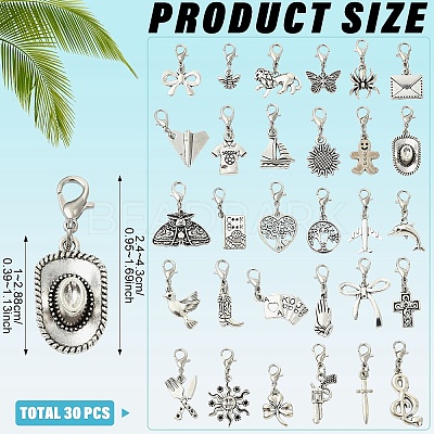 30Pcs Alloy Pendant Decoratons HJEW-YW00530-1