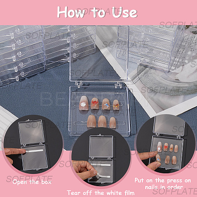 9Pcs Plastic Fake Nail Tips Storage Box CON-SP0001-15C-1