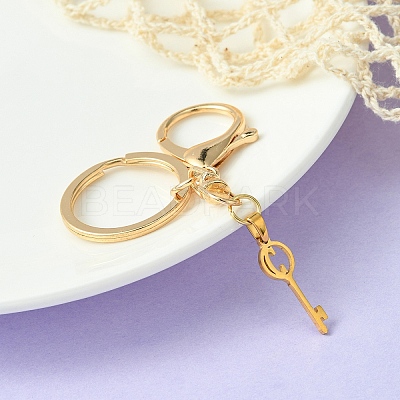 304 Stainless Steel Initial Letter Key Charm Keychains KEYC-YW00004-03-1