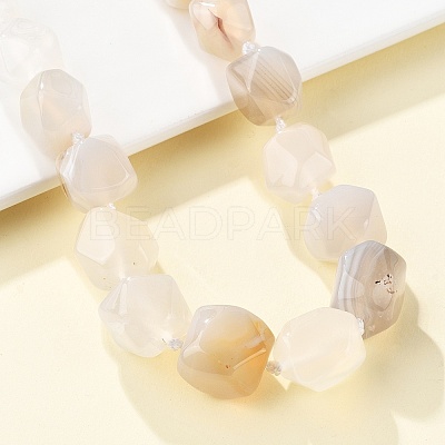 Natural White Agate Nuggets Beaded Necklaces for Women Men NJEW-K388-01S-1
