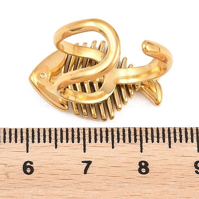 304 Stainless Steel Micro Pave Cubic Zirconia Open Cuff Rings for Women RJEW-K316-04G-1