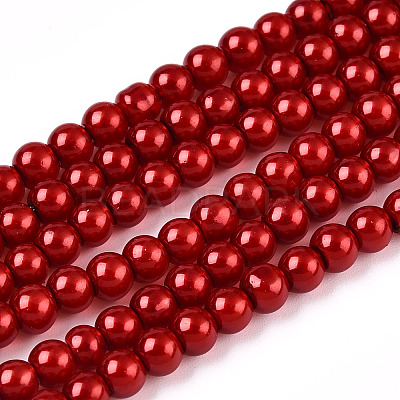 Baking Paint Pearlized Glass Pearl Round Bead Strands HY-Q003-4mm-74-1