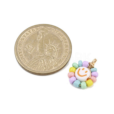 Glass Seed & Acrylic Pendants PALLOY-JF04485-1