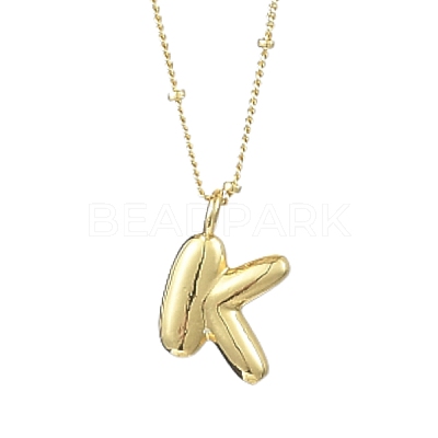 1Pc Initial Letter Brass Pendant Necklaces NJEW-YW0001-24K-1