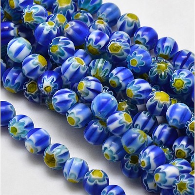 Round Millefiori Glass Beads Strands LK-P002-M-1